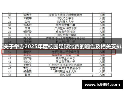 关于举办2025年度校园足球比赛的通告及相关安排